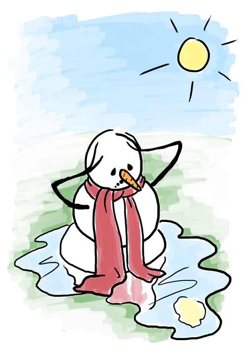 Melting Snowman Sketch – Karen B. Jones – Illustrator